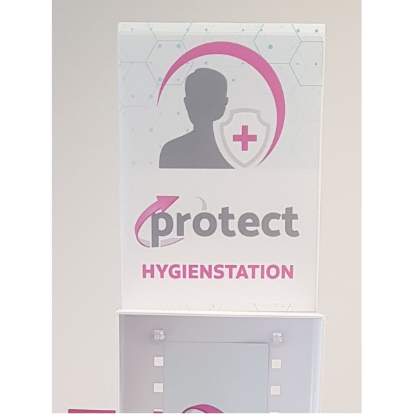 Hygienstation Protect Skylt