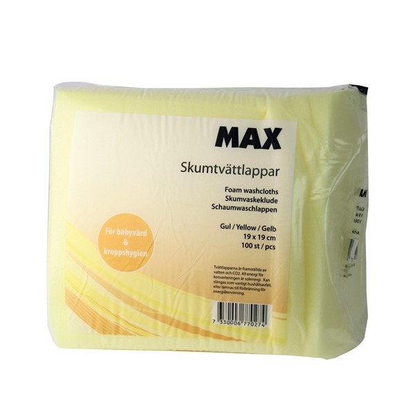MAX Tvättlappar Gul  5600st/bal 19x19cm
